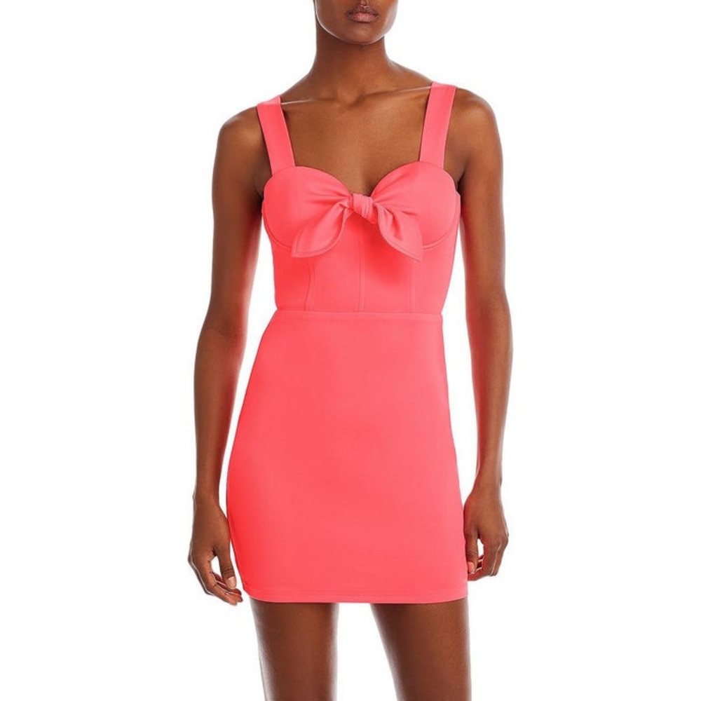 Elegant Coral Bow-Tie Dress